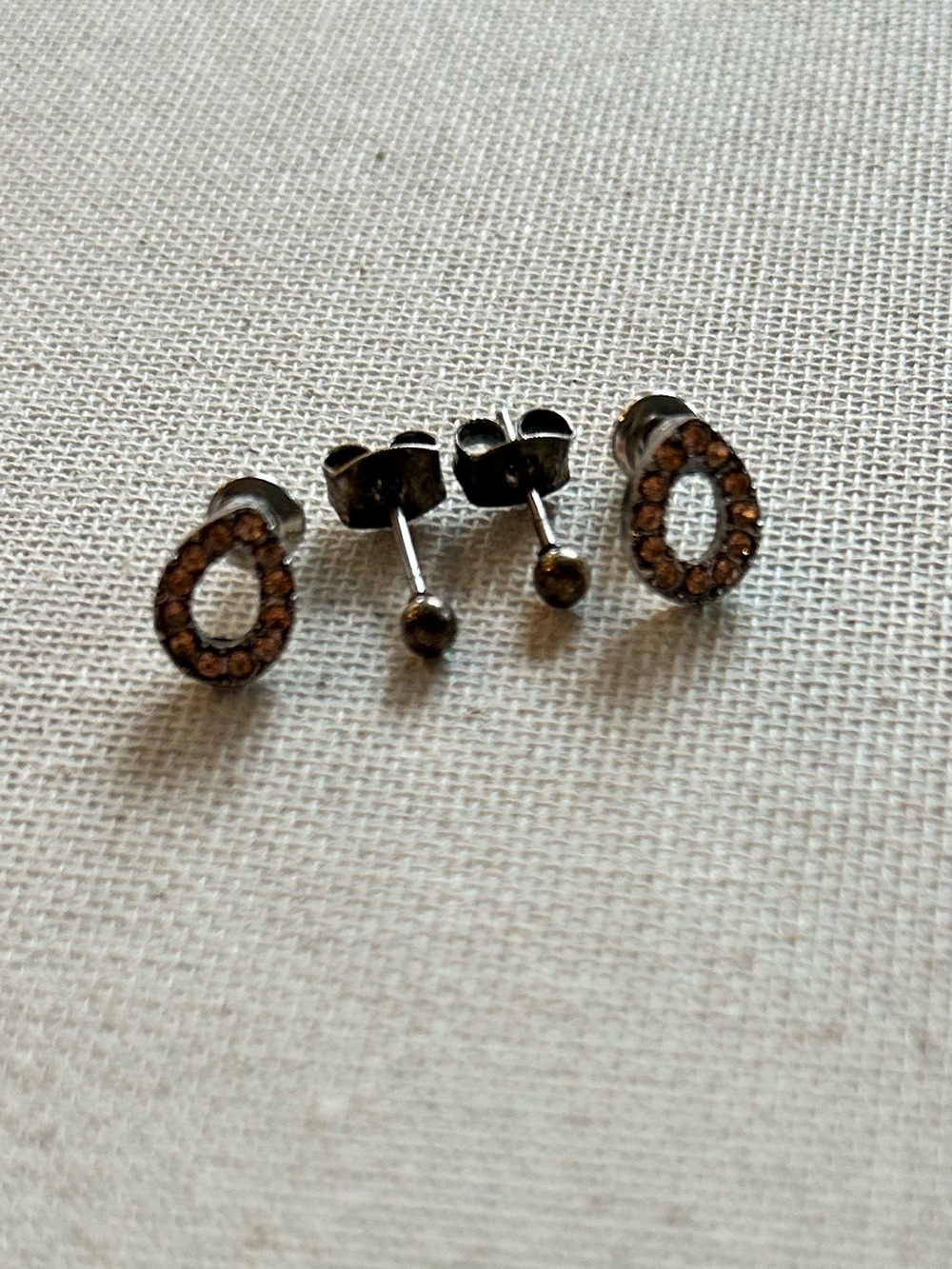 Delicate silver and  orange Crystal Circle Stud Earrings